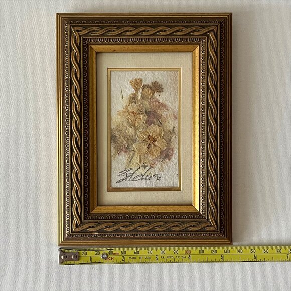 Original Kathryn Reith Blake Floral Art Wildflowers Larkspur Gold Framed Signed - Picture 6 of 8